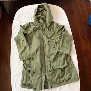 Willow & Clay Olive Green Canvas Hood Zip Utility Jacket